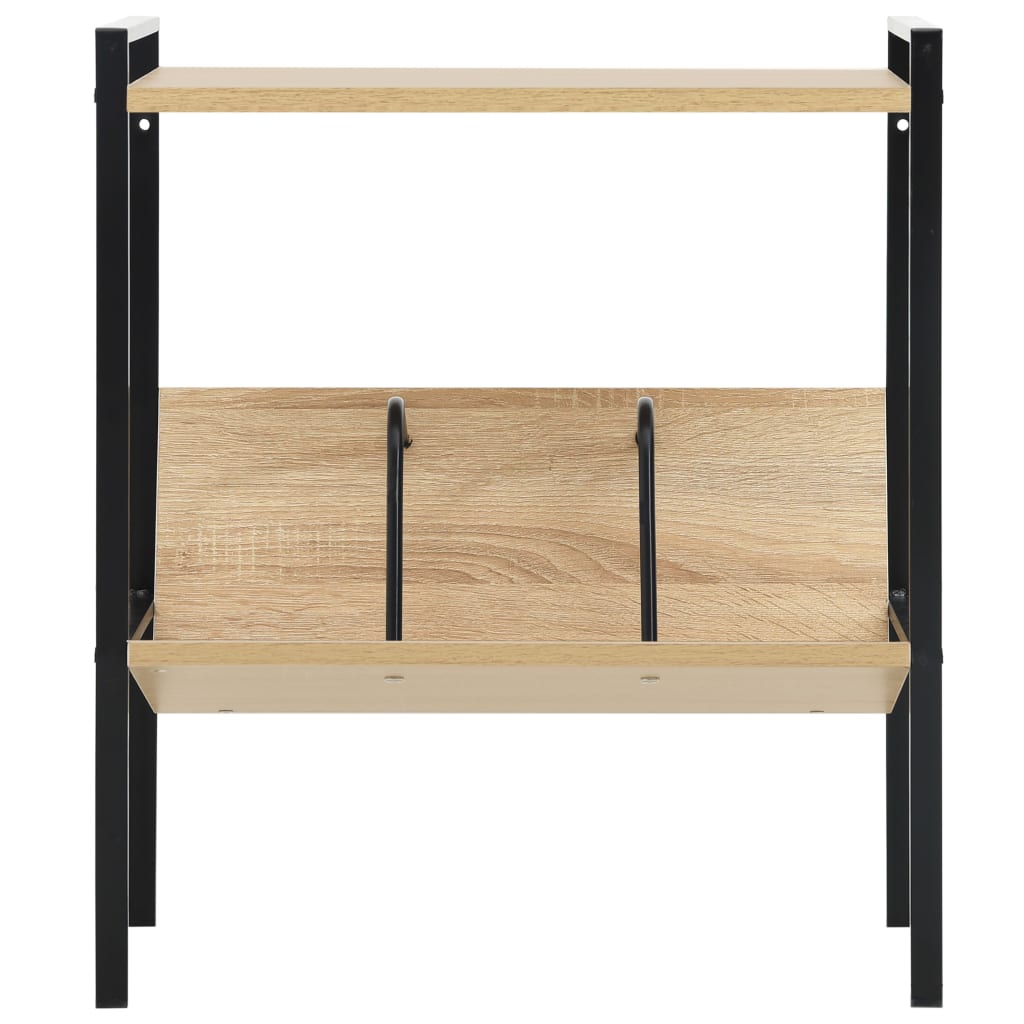 Bibliothèque 2 étagères en chêne noir 52x28x59cm matériau bois