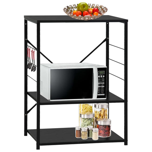 Étagère à micro-ondes noire 60 × 39,6 × 79,5 cm, matériau à base de bois