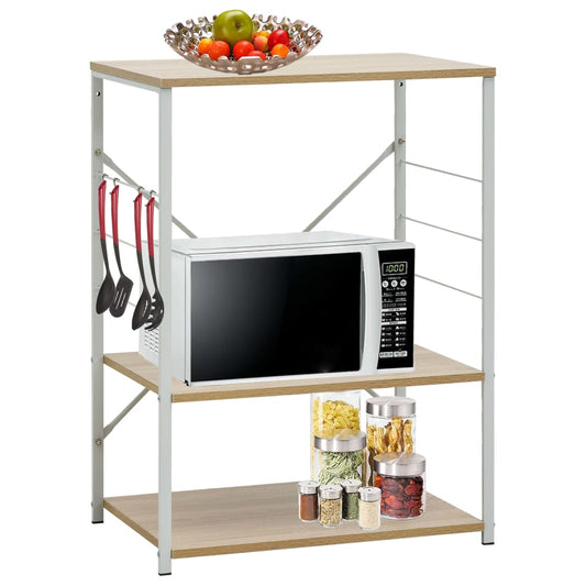 Étagère pour micro-ondes en chêne blanc 60 × 39,6 × 79,5 cm, matériau bois