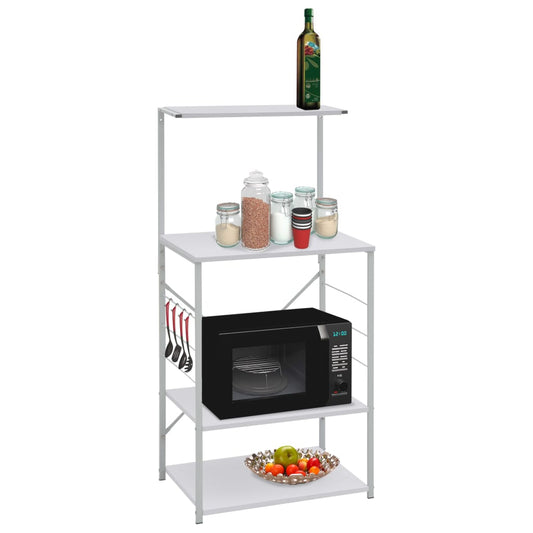 Étagère pour micro-ondes blanche 60x39,6x123 cm en bois