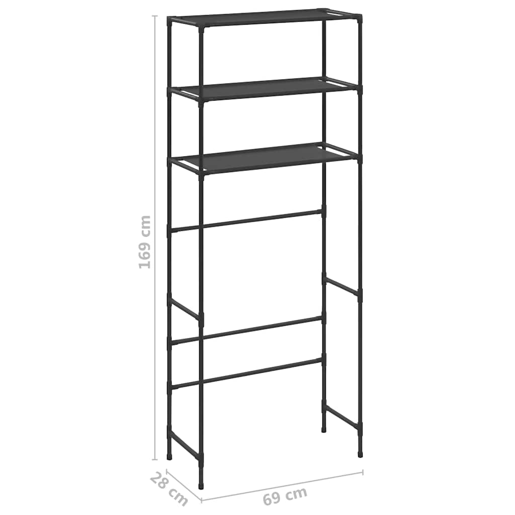 Waschmaschinenregal 3 Ablagen Schwarz 69x28x169 cm