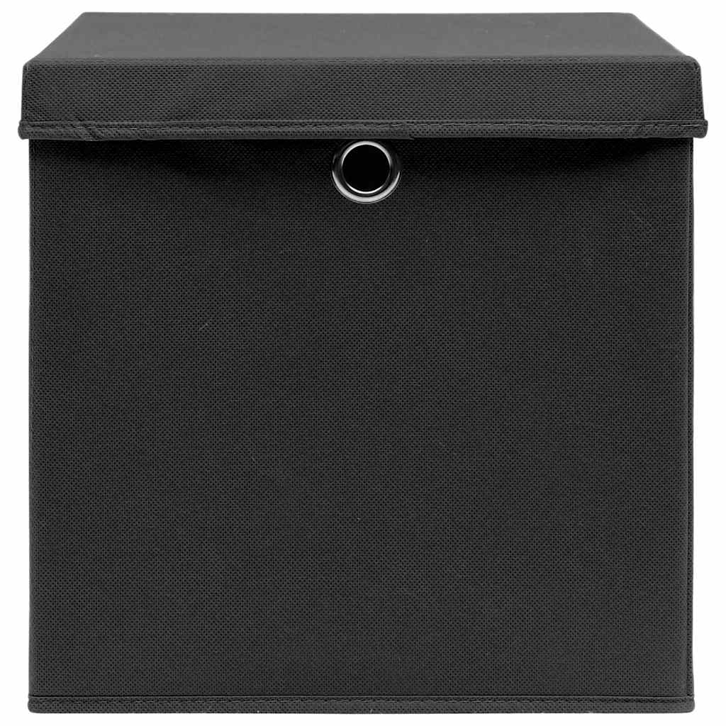 Aufbewahrungsboxen mit Deckeln 10 Stk. Schwarz 32x32x32cm Stoff
