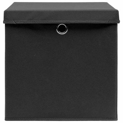 Aufbewahrungsboxen mit Deckeln 10 Stk. Schwarz 32x32x32cm Stoff