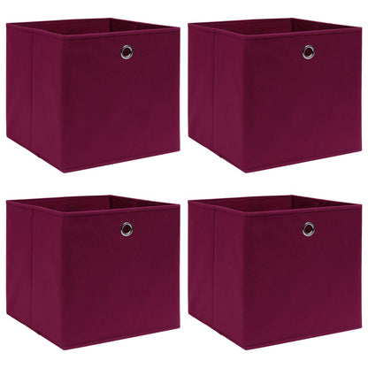 Aufbewahrungsboxen 4 Stk. Dunkelrot 32x32x32cm Stoff