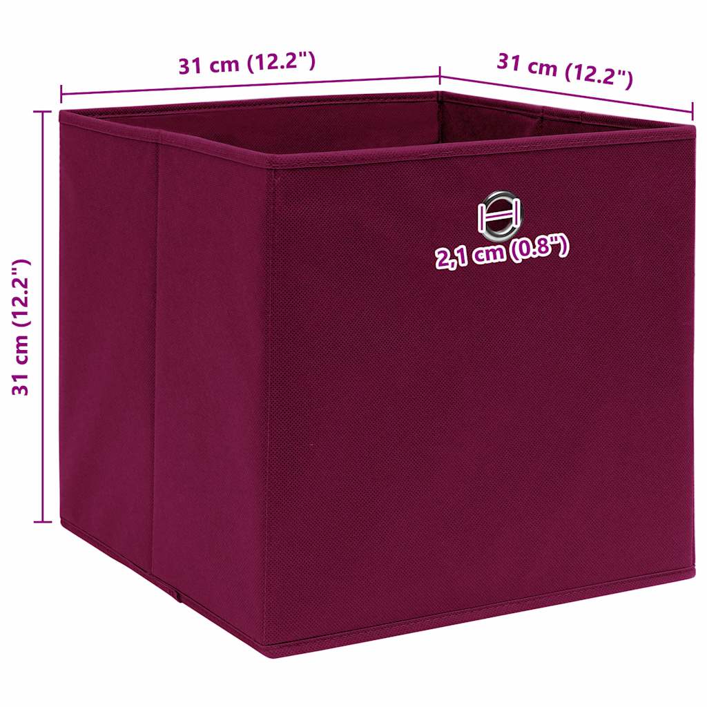 Aufbewahrungsboxen 10 Stk. Dunkelrot 32x32x32 cm Stoff