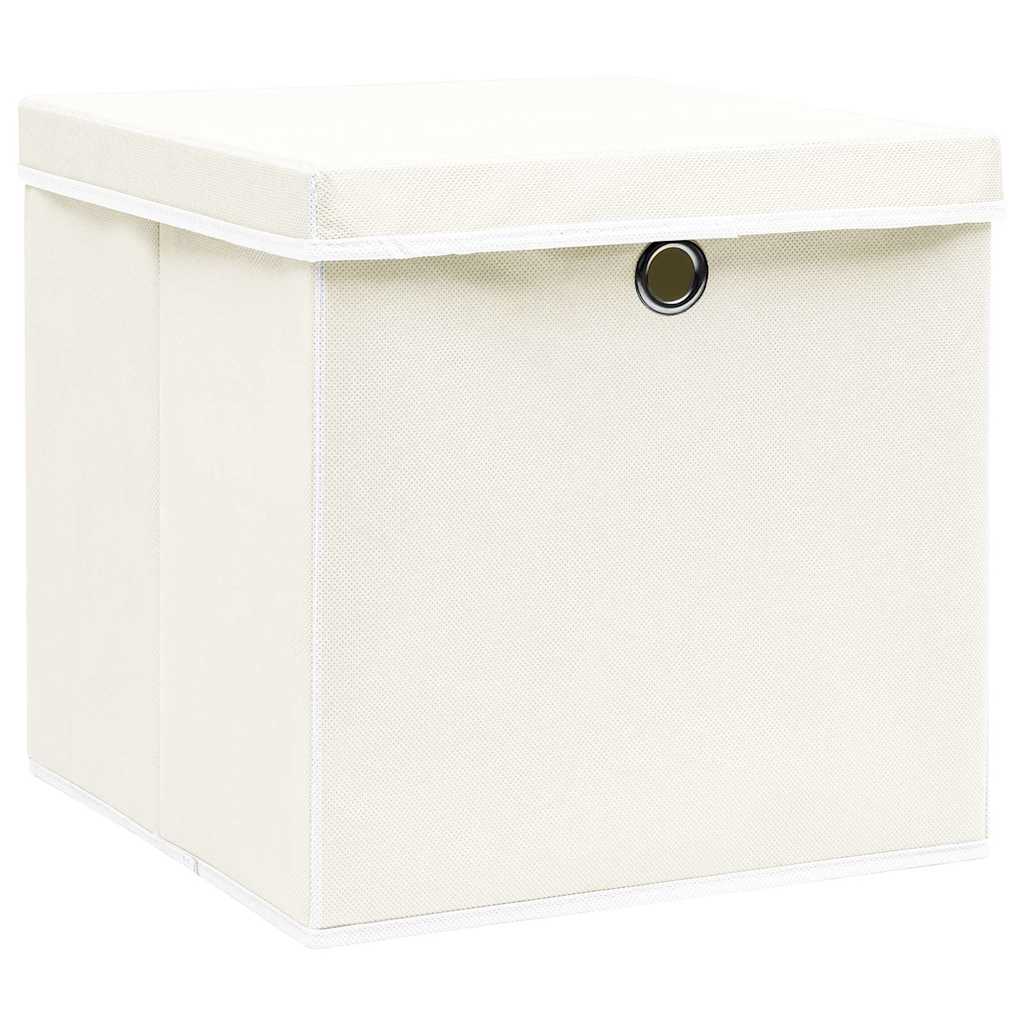 Aufbewahrungsboxen mit Deckeln 4 Stk. Weiß 32x32x32 cm Stoff
