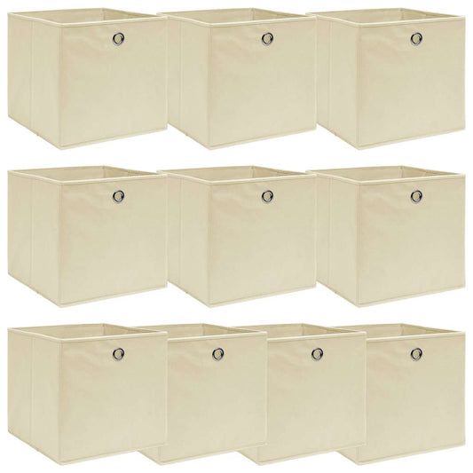 Aufbewahrungsboxen 10 Stk. Creme 32x32x32 cm Stoff