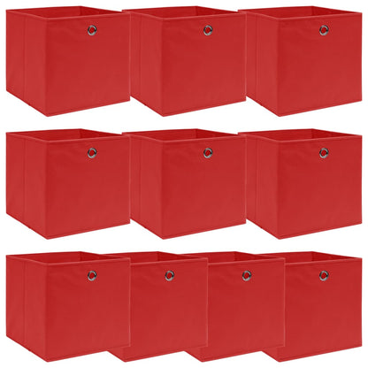 Aufbewahrungsboxen 10 Stk. Rot 32x32x32 cm Stoff