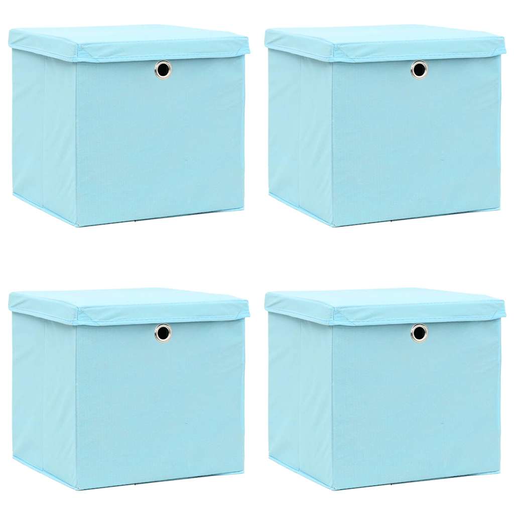 Aufbewahrungsboxen mit Deckeln 4 Stk. Babyblau 32x32x32cm Stoff