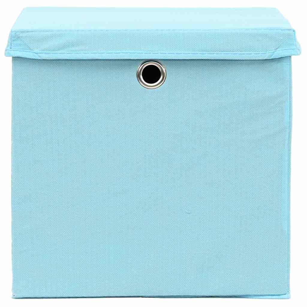 Aufbewahrungsboxen mit Deckeln 4 Stk. Babyblau 32x32x32cm Stoff
