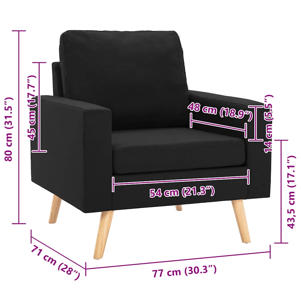 Sessel Schwarz Stoff