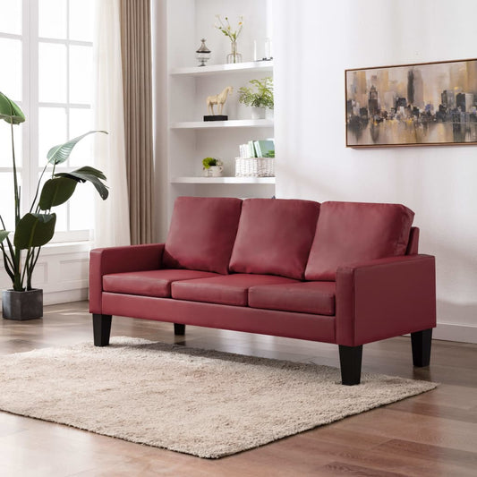 3-Sitzer-Sofa Weinrot Kunstleder