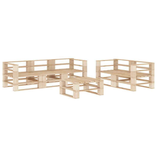 6-tlg. Garten-Lounge-Set aus Paletten Holz