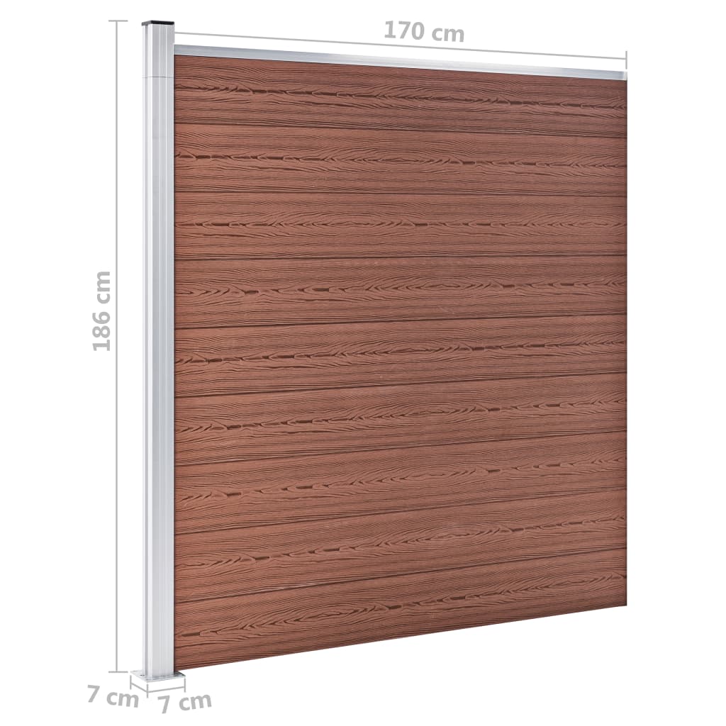 WPC Zaun-Set 2 Quadrate + 1 Schräge 446x186 cm Braun