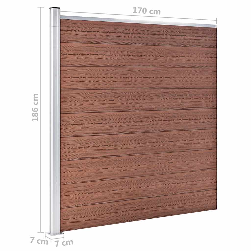 WPC Zaun-Set 2 Quadrate + 1 Schräge 446x186 cm Braun