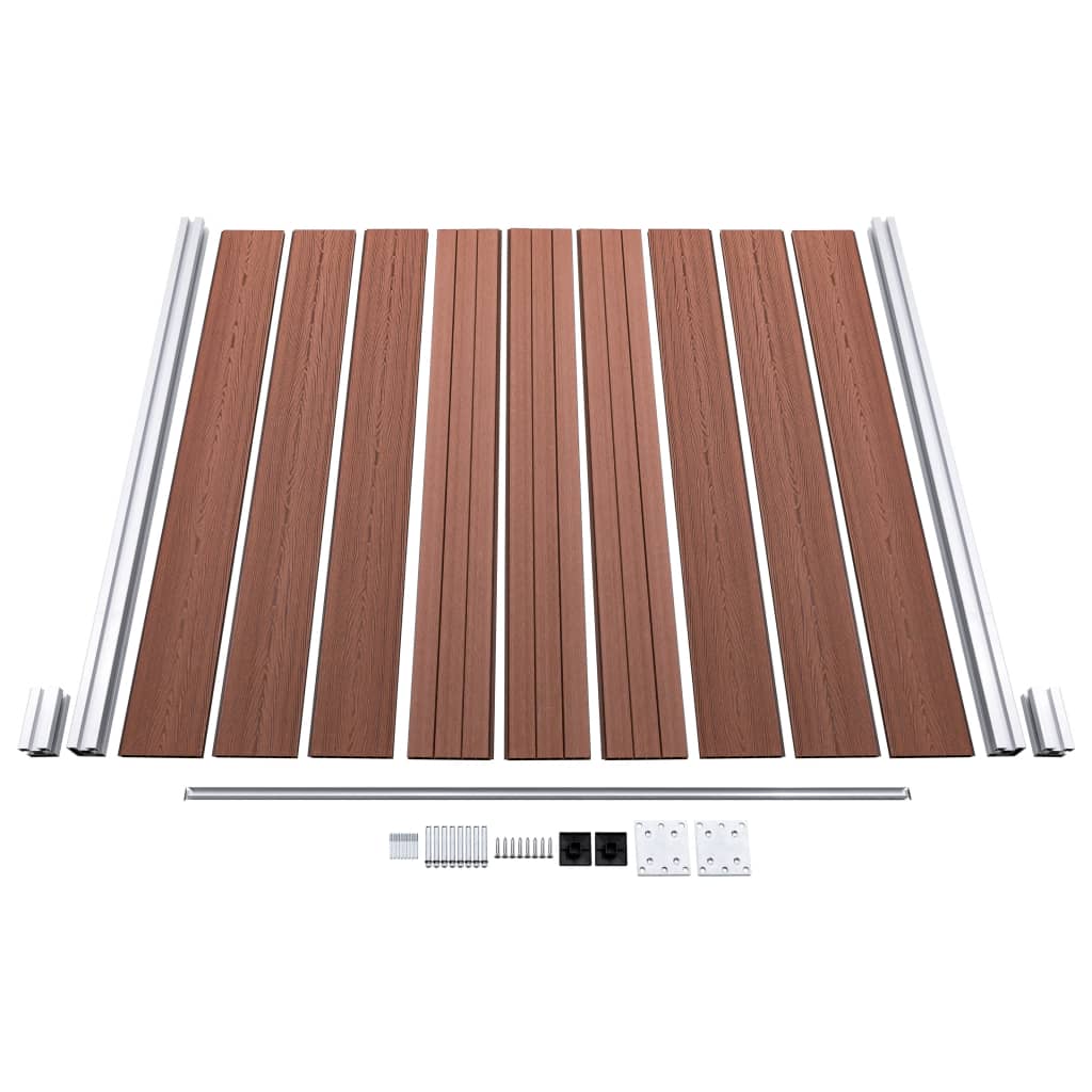 WPC Zaun-Set 2 Quadrate + 1 Schräge 446x186 cm Braun
