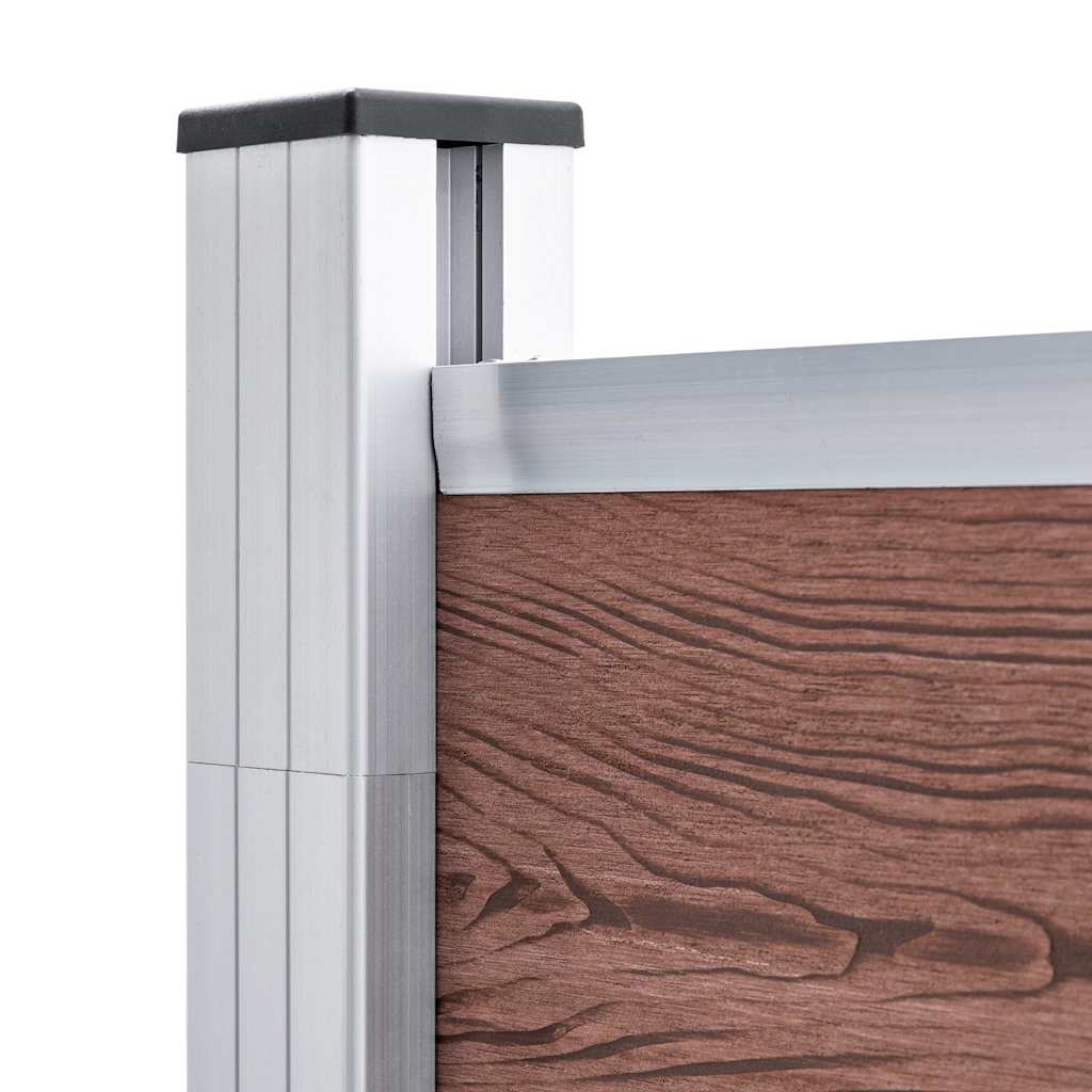 WPC Zaun-Set 3 Quadrate + 1 Schräge 619x186 cm Braun