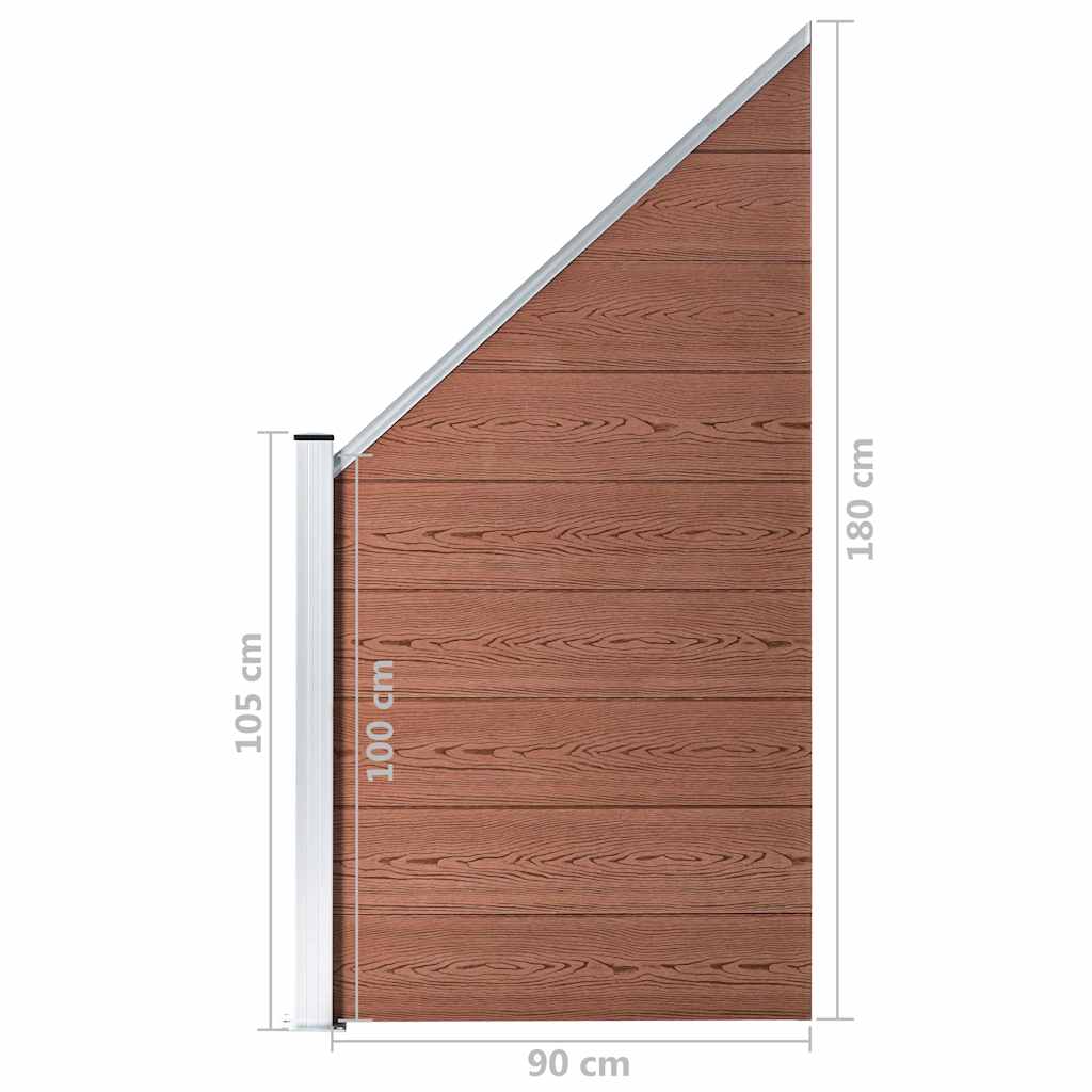 WPC Zaun-Set 3 Quadrate + 1 Schräge 619x186 cm Braun