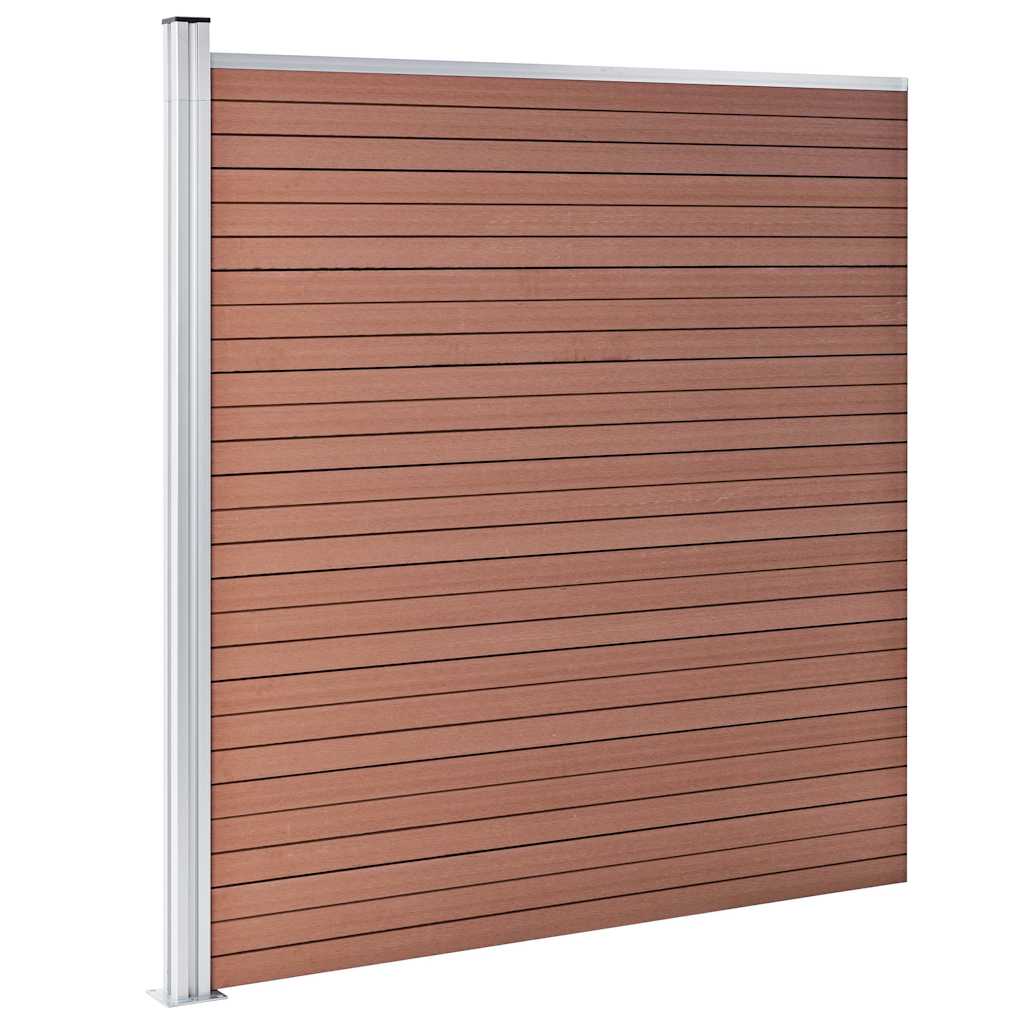 WPC Zaun-Set 4 Quadrate + 1 Schräge 792x186 cm Braun