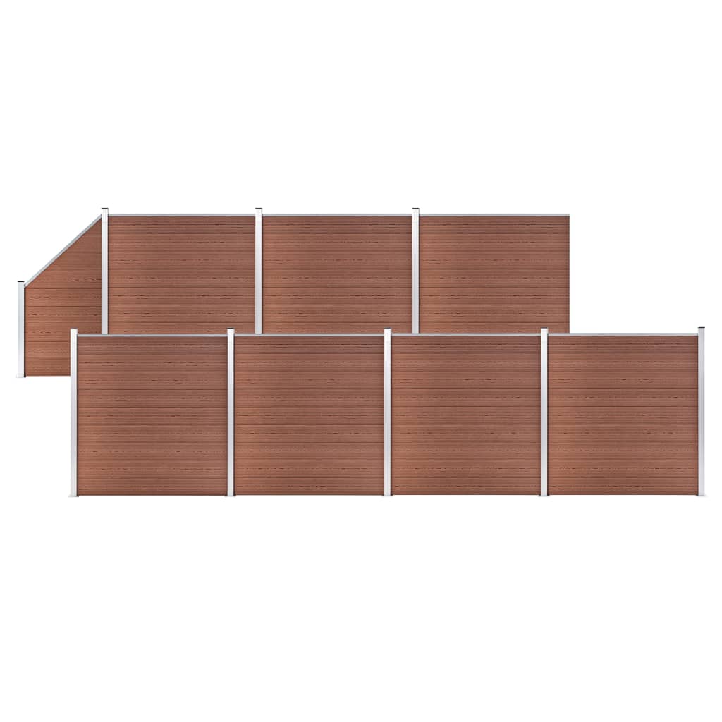 WPC Zaun-Set 7 Quadrate + 1 Schräge 1311x186 cm Braun