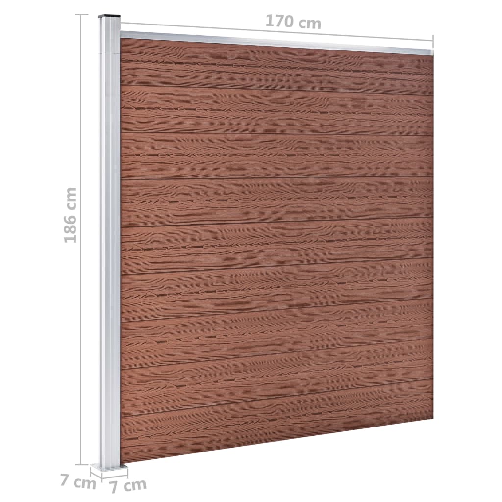 WPC Zaun-Set 8 Quadrate + 1 Schräge 1484x186 cm Braun