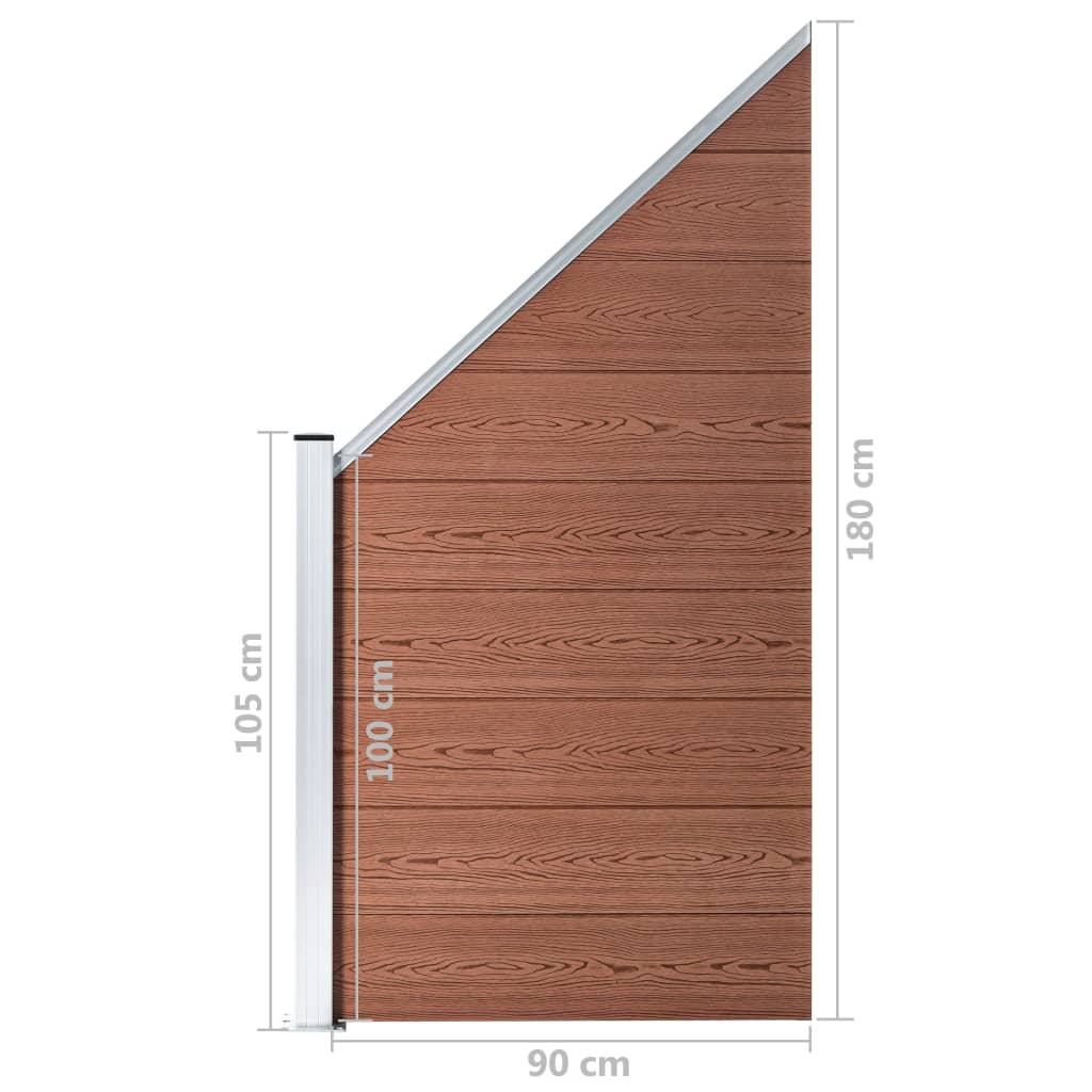 WPC Zaun-Set 8 Quadrate + 1 Schräge 1484x186 cm Braun