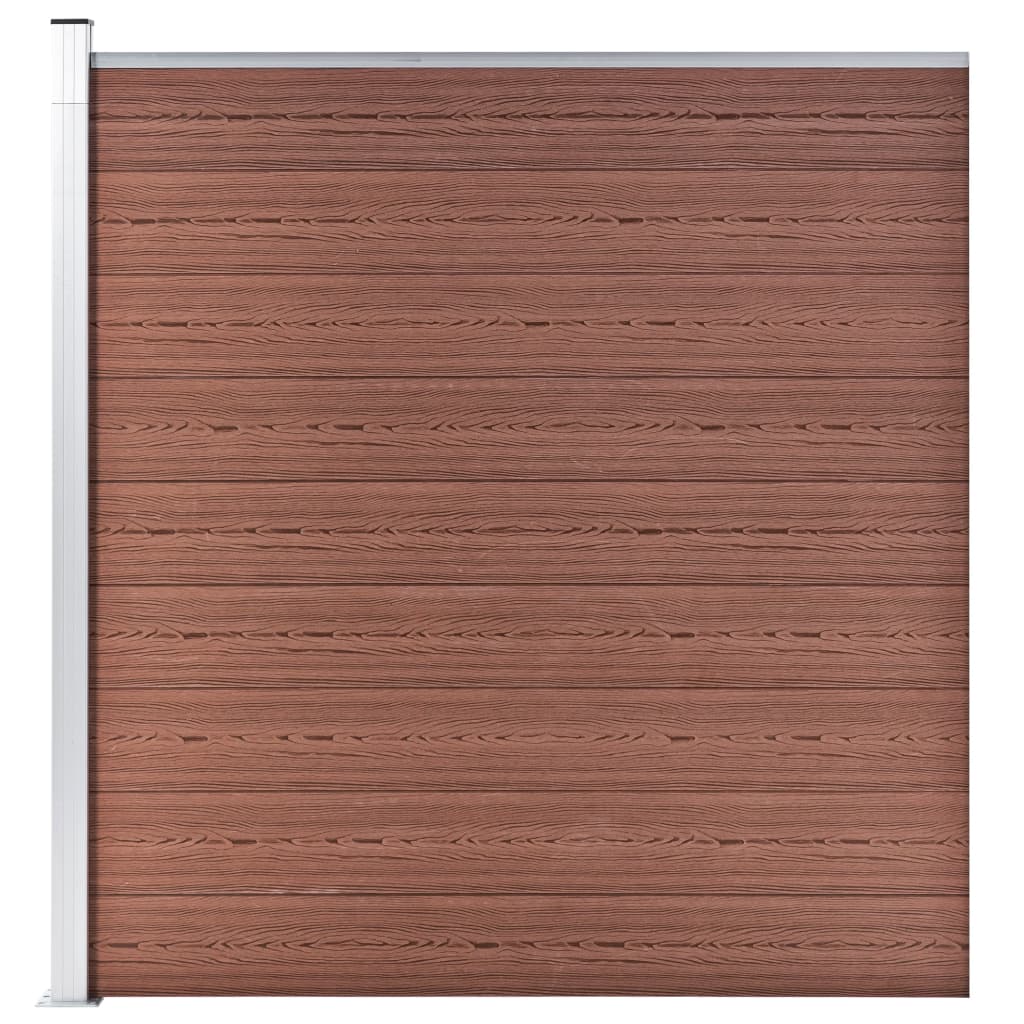 WPC Zaun-Set 8 Quadrate + 1 Schräge 1484x186 cm Braun
