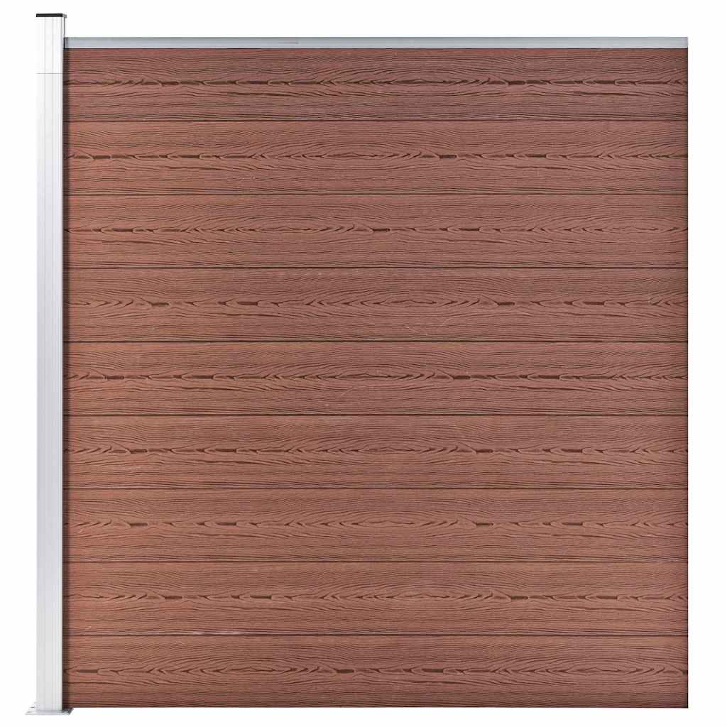 WPC Zaun-Set 8 Quadrate + 1 Schräge 1484x186 cm Braun