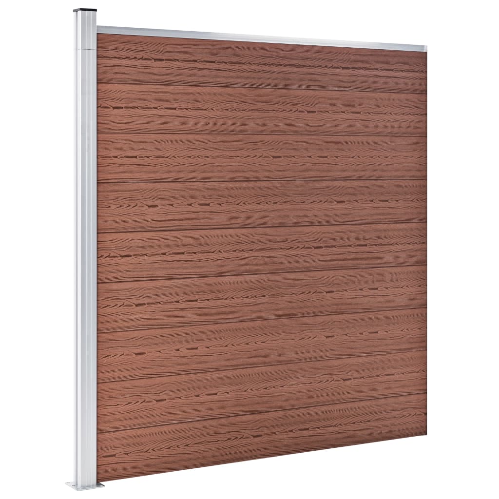 WPC Zaun-Set 8 Quadrate + 1 Schräge 1484x186 cm Braun