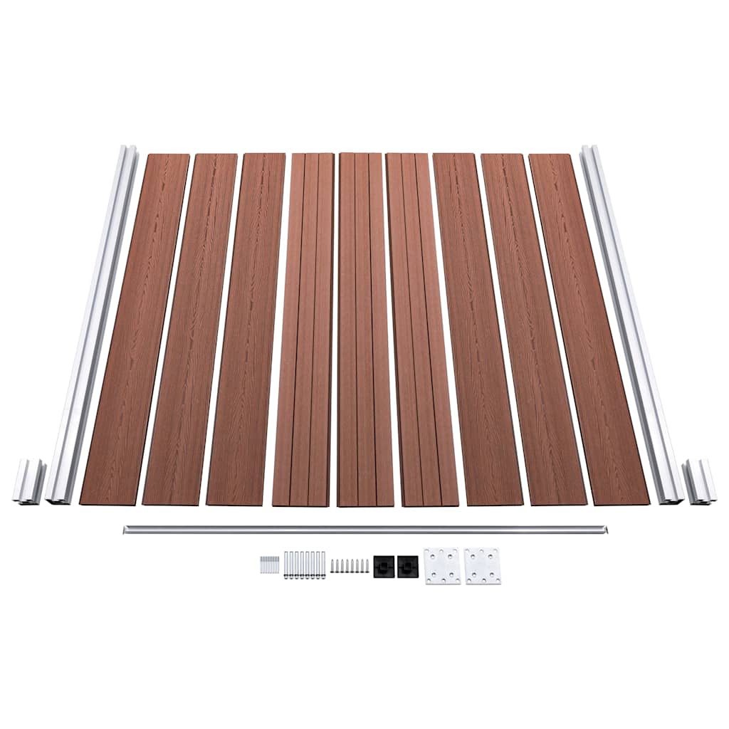 WPC Zaun-Set 8 Quadrate + 1 Schräge 1484x186 cm Braun