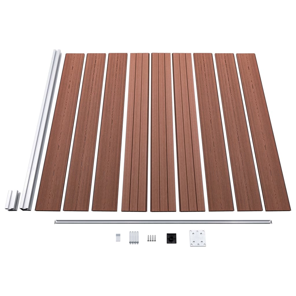 WPC Zaun-Set 8 Quadrate + 1 Schräge 1484x186 cm Braun