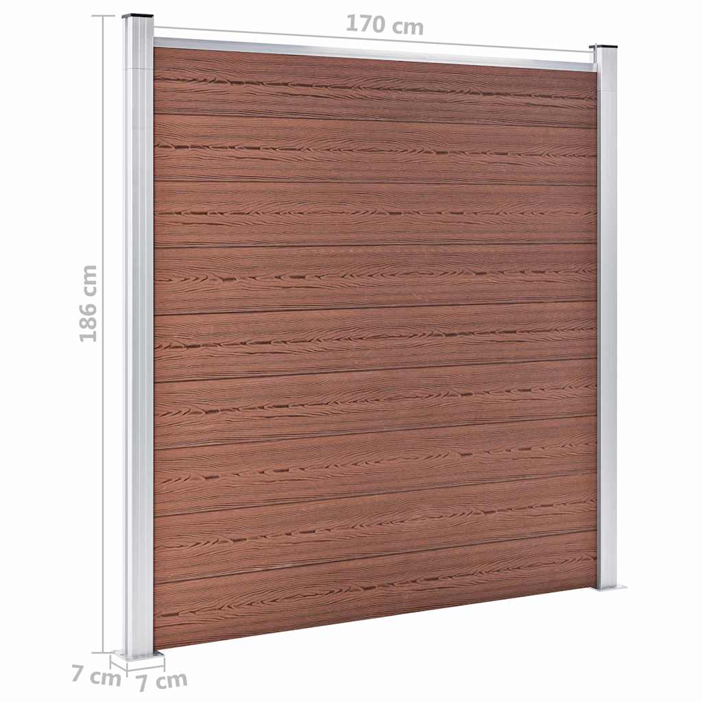 WPC Zaun-Set 9 Quadrate + 1 Schräge 1657x186 cm Braun