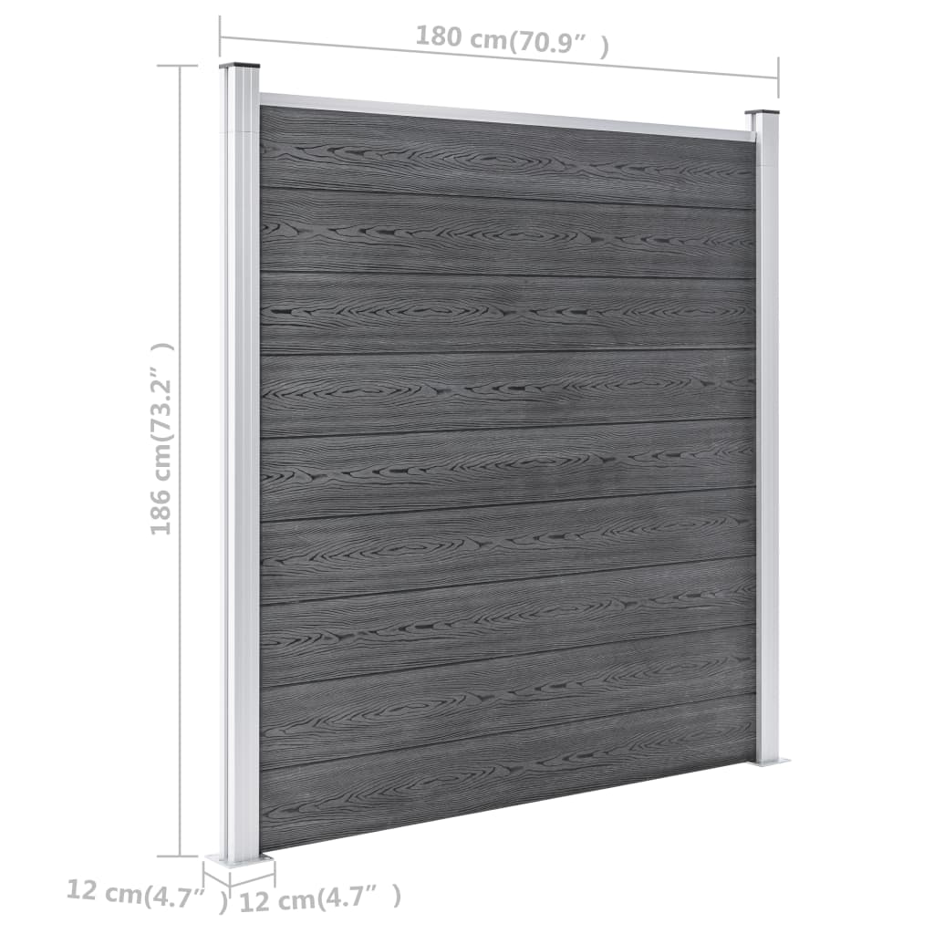 Gartenzaun WPC 353×186 cm Grau
