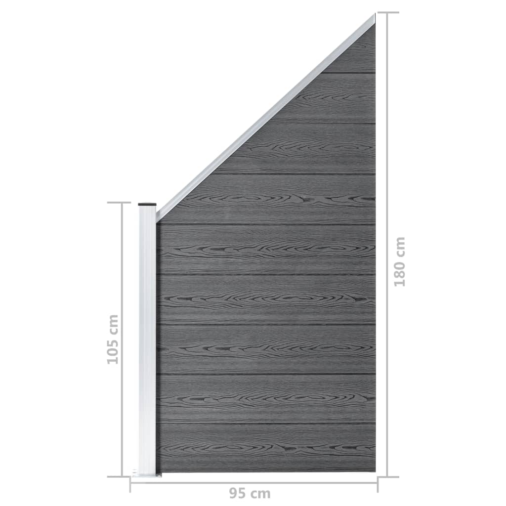WPC Zaun-Set 2 Quadrate + 1 Schräge 446x186 cm Grau
