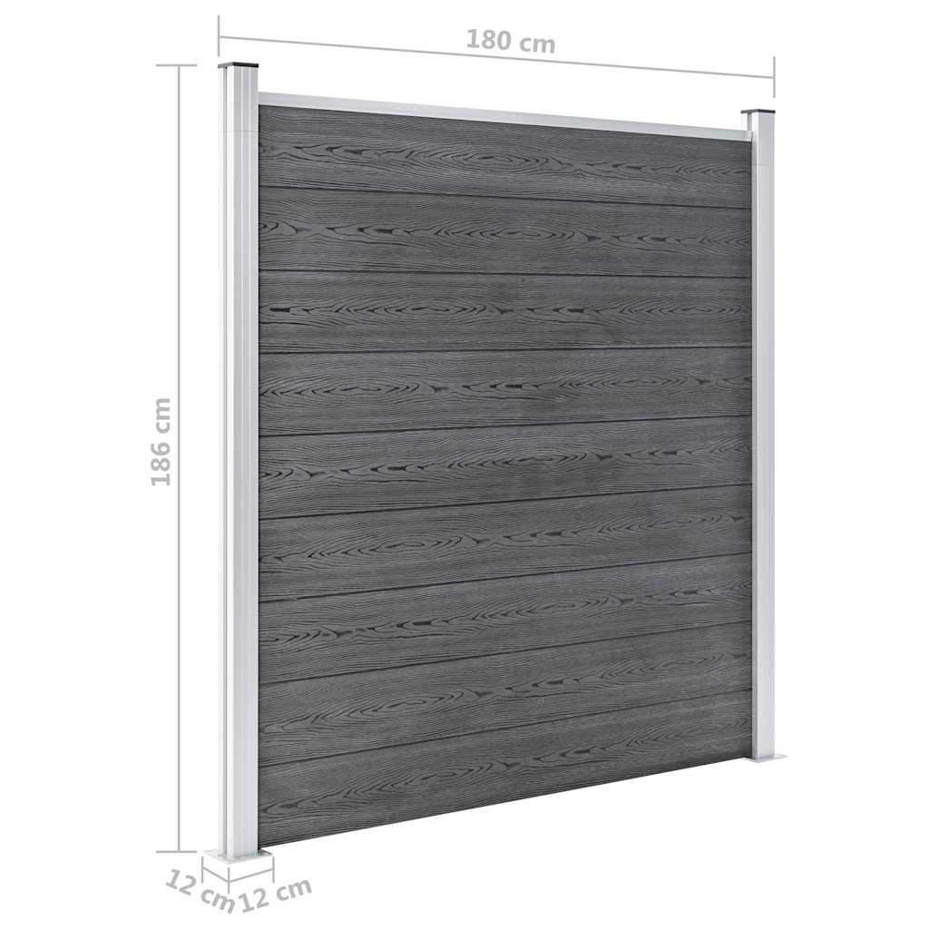 WPC Zaun-Set 4 Quadrate + 1 Schräge 792x186 cm Grau