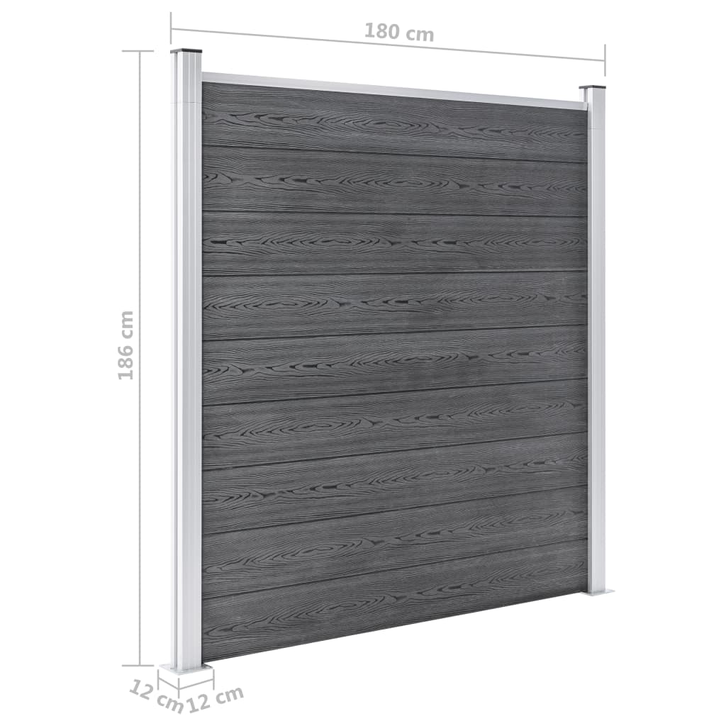 WPC Zaun-Set 4 Quadrate + 1 Schräge 792x186 cm Grau