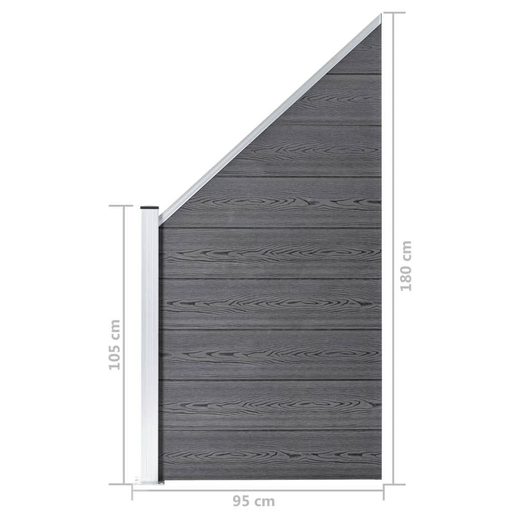 WPC Zaun-Set 4 Quadrate + 1 Schräge 792x186 cm Grau