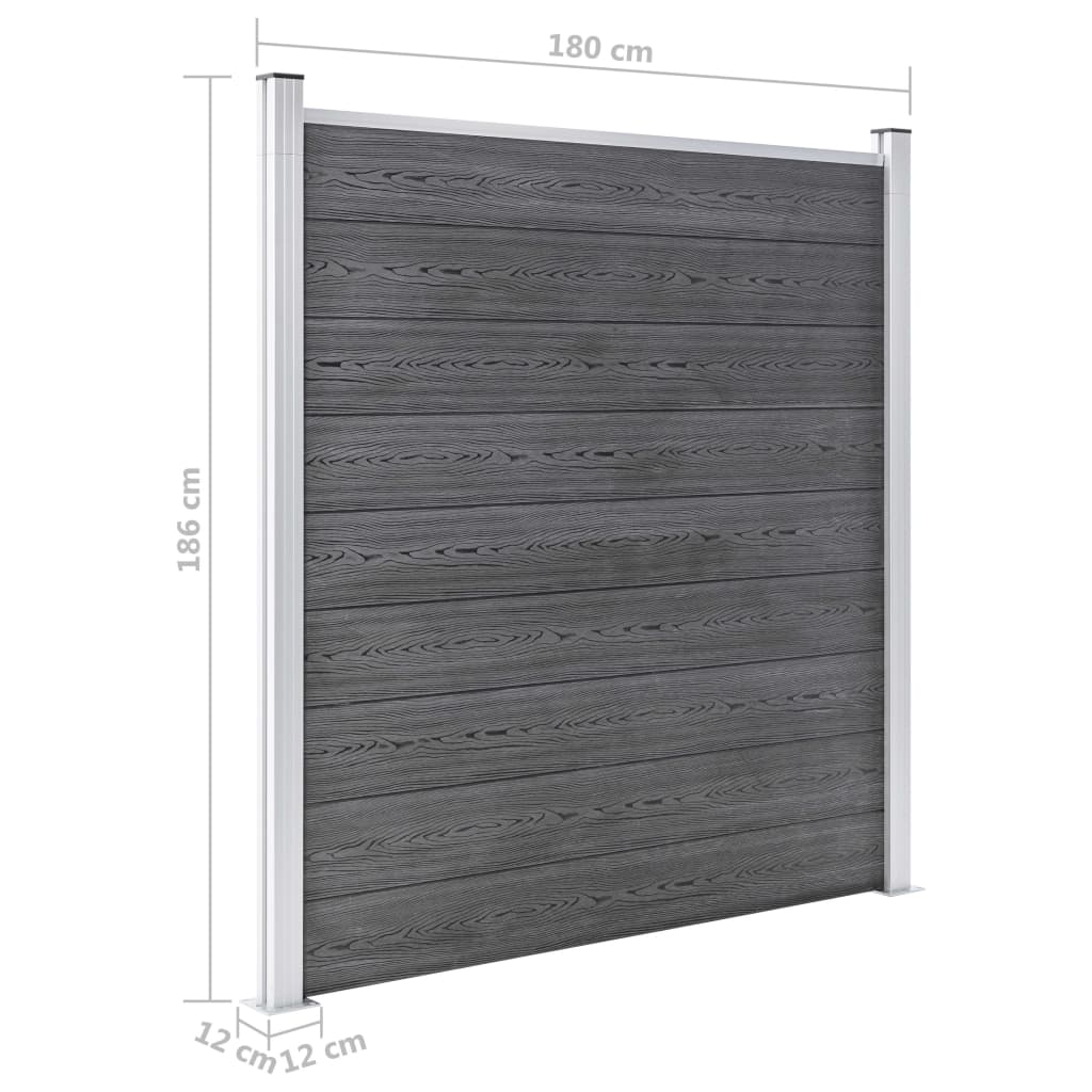 WPC Zaun-Set 9 Quadrate + 1 Schräge 1657x186 cm Grau