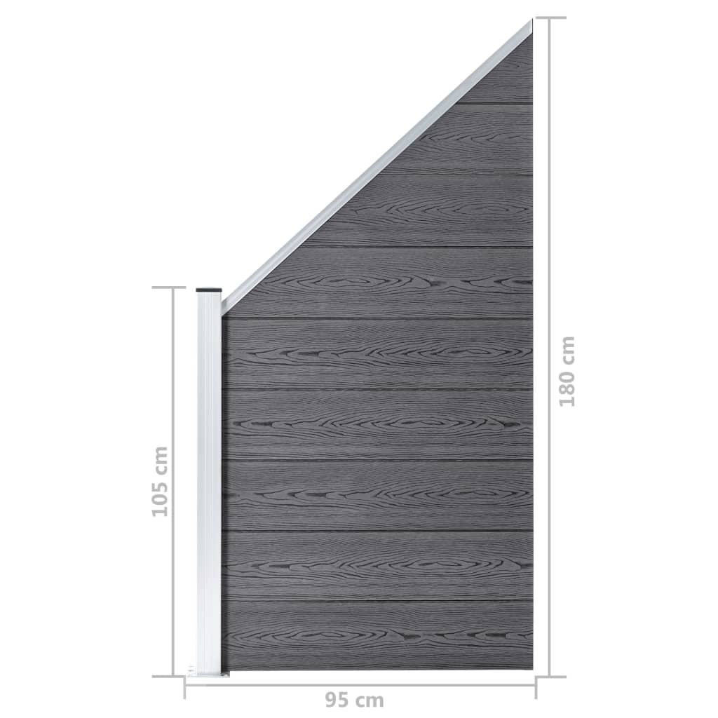 WPC Zaun-Set 10 Quadrate + 1 Schräge 1830x186 cm Grau