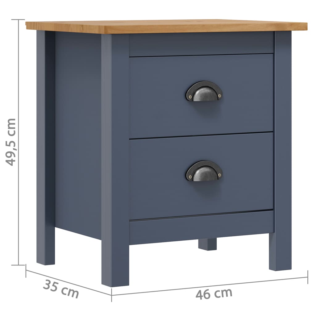 Nachttisch Hill Grau 46x35x49,5 cm Massivholz Kiefer