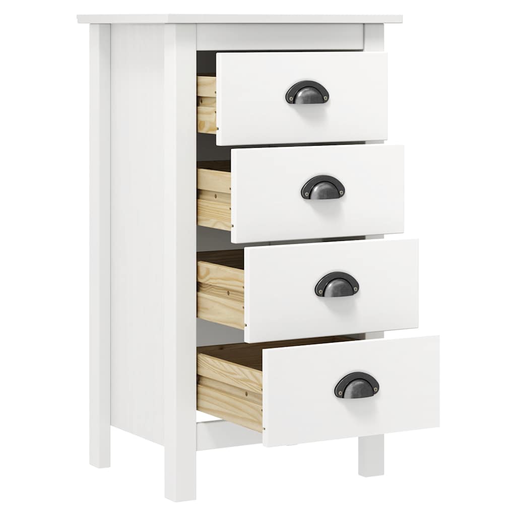 Sideboard Hill Weiß 46x35x80 cm Massivholz Kiefer