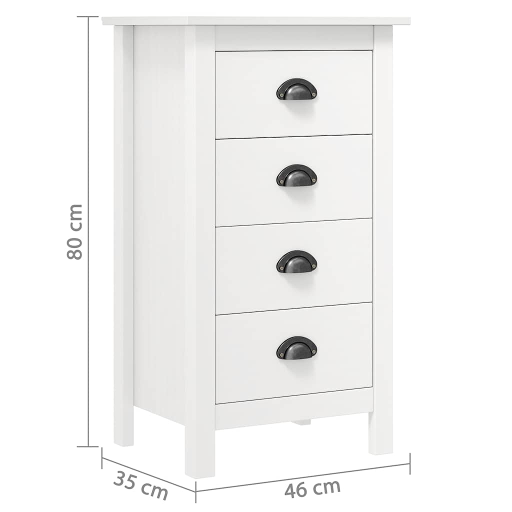 Sideboard Hill Weiß 46x35x80 cm Massivholz Kiefer