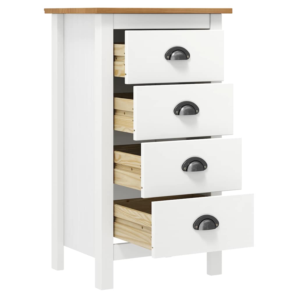 Sideboard Hill Weiß 46x35x80 cm Massivholz Kiefer