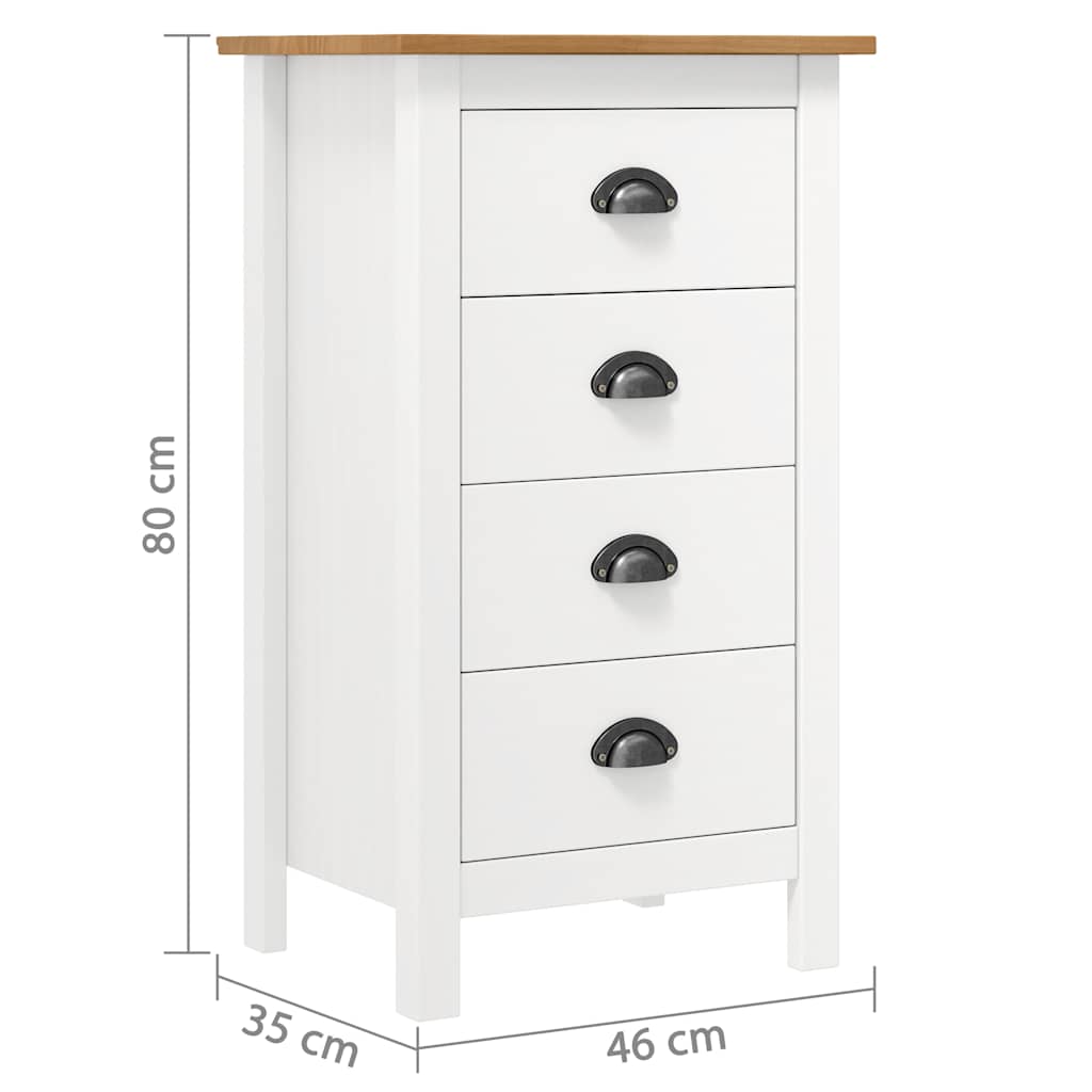 Sideboard Hill Weiß 46x35x80 cm Massivholz Kiefer