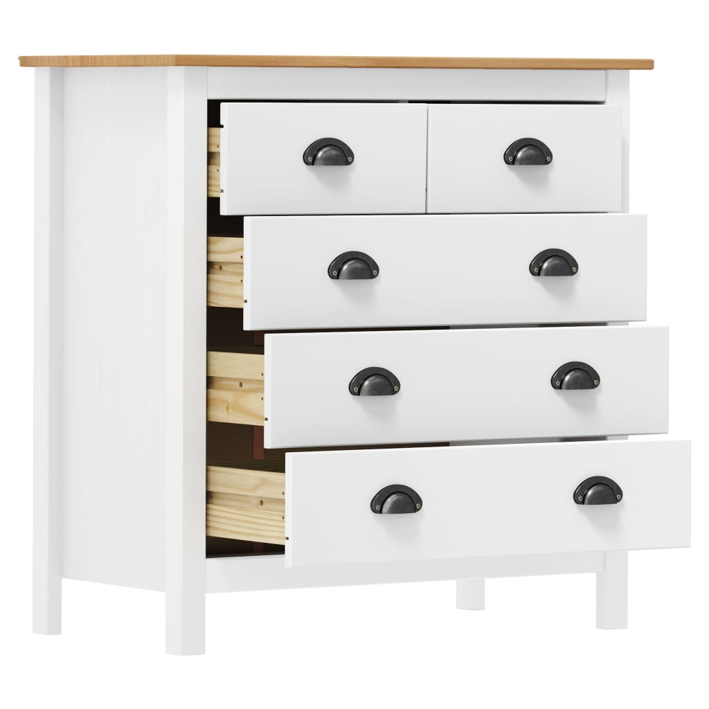 Sideboard Hill Weiß 79x40x80 cm Massivholz Kiefer