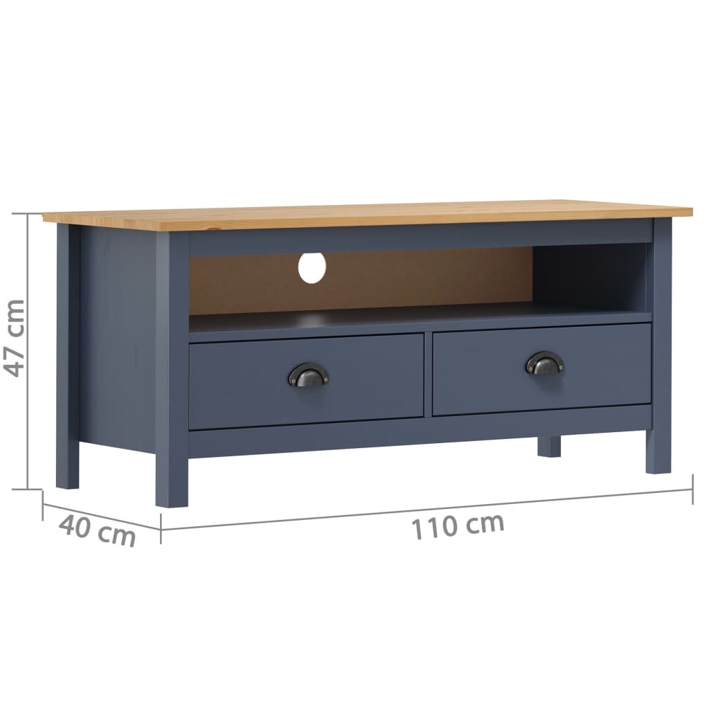 TV-Schrank Hill Grau 110x40x47 cm Kiefer Massivholz