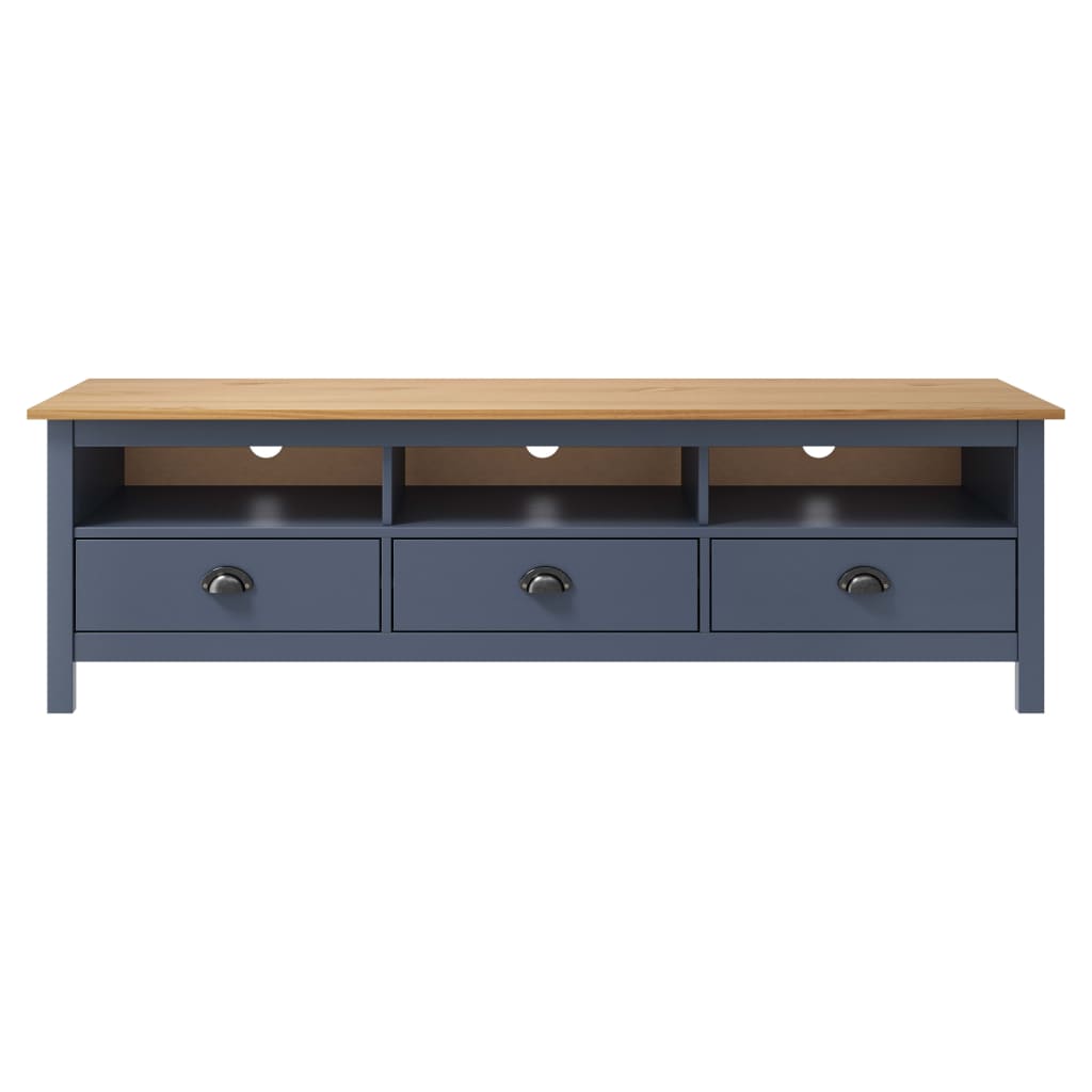 TV-Schrank Hill Grau 158x40x47 cm Massivholz Kiefer