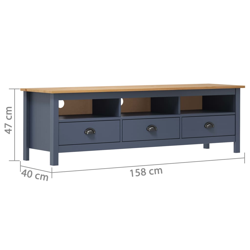 TV-Schrank Hill Grau 158x40x47 cm Massivholz Kiefer