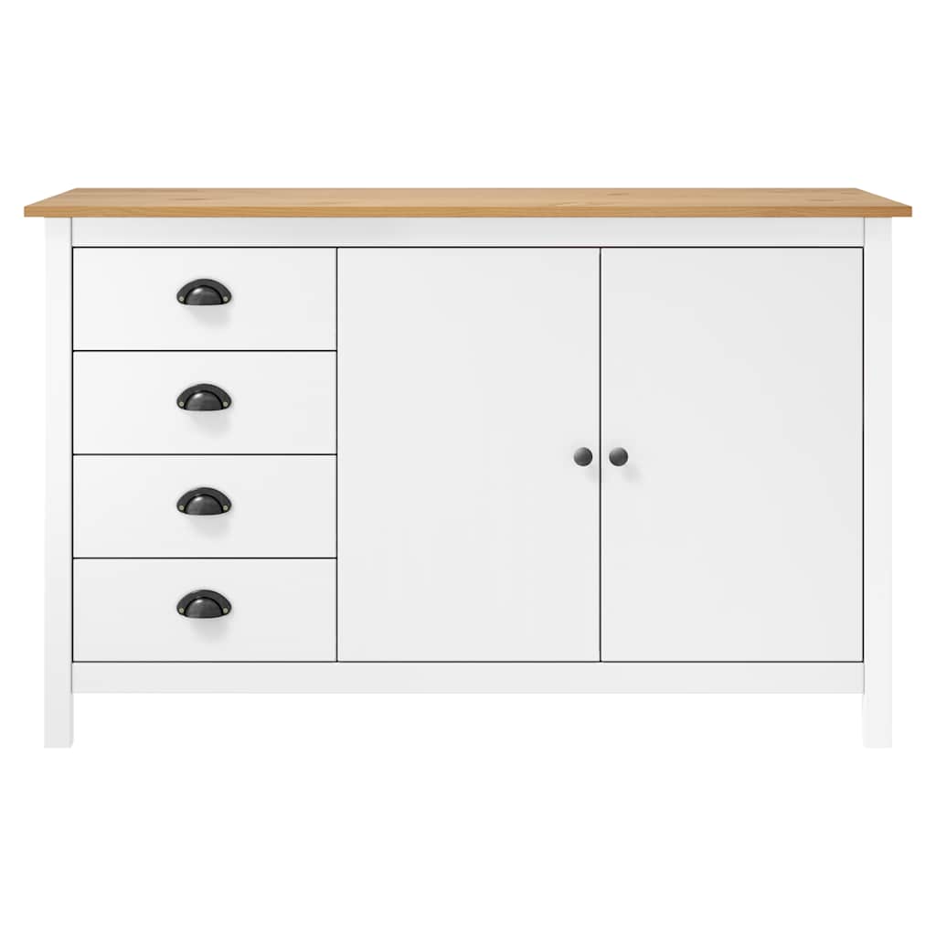 Sideboard Hill Weiß 130x40x80 cm Massivholz Kiefer