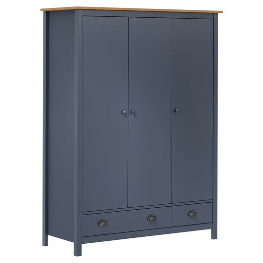 Wardrobe with 3 doors Hill Grey 127x50x170 cm pinewood
